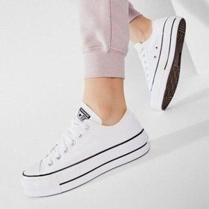 Converse Platform Chuck Taylor All Star Low Top Women Sneaker White Black US 8.5